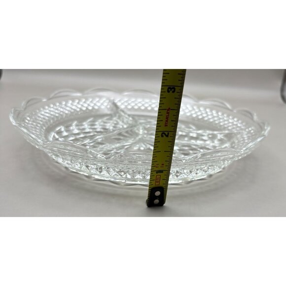 Anchor Hocking Wexford Dish Divided Relish Dip Serving Plate Clear Glass Vintage - Picture 4 of 7